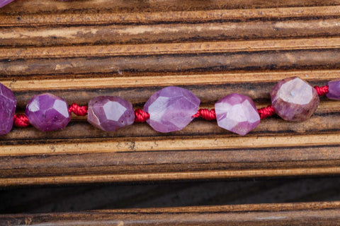 Genuine Ruby Corundum 7-10.5mm faceted hexagon beads (ETB00916)