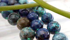 Rare and beautiful Shattuckite 12-13.5mm round beads (ETB01147)