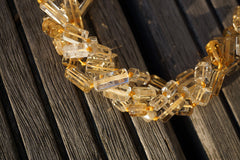 Natural Citrine Quartz (Brazil) 6-9mm hexagon cylinders beads (ETB00661)