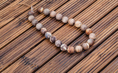 Matte Wood Opalite/ Petrified Wood 14.5-16.5mm round beads (ETB00898)