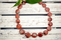 Rare & beautiful Fossilised Red Horn Coral 13.5-19mm freeform beads (ETB01146)