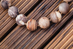 Matte Wood Opalite/ Petrified Wood 14.5-16.5mm round beads (ETB00898)