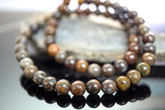Dinosaur Bone round beads 7-7.5mm (ETB01083) Utah stone/Fossilized stone/Rarestone/Vintage jewelry/Gemstone necklace