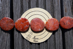 (SPL00058) Fossilised Red Horn Coral freeform beads/necklace