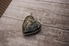 (SPL00136) Psilomelane heart pendant with silver