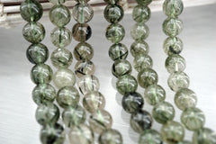 Green Rutile Quartz A Grade 7.5 - 8.5 round beads (ETB01126)