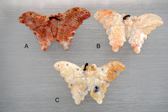 Pink Agate butterflies pendant (ETP00312)