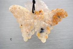 Pink Agate butterflies pendant (ETP00312)