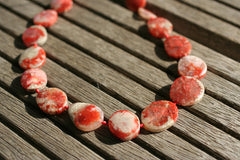 Rare & beautiful Red Horn Coral Fossil 18-16mm freeform beads (ETB00954)