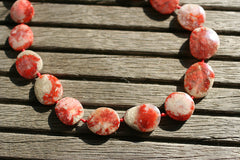 Rare & beautiful Red Horn Coral Fossil 18-16mm freeform beads (ETB00954)