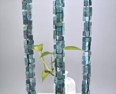 Natural Amazing blue Peruvian Matte Chrysocolla A grade 9-10mm cubic / cube beads  (ETB01156)