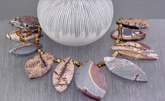 Matte Sonoran Dendrite Rhyolite freeform beads (ETB01257)