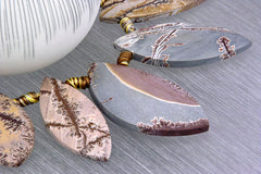 Matte Sonoran Dendrite Rhyolite freeform beads (ETB01257)