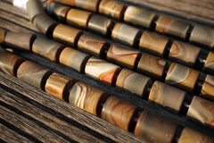 Matte Landscape/ Polychrome jasper 14.5-16mm cylinder beads (ETB00580)