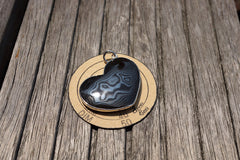 Rare and elegant Mexican Psilomelane heart shape pendant with silver (ETP00230)