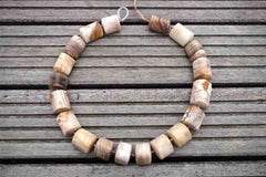 Matte Wood Opalite/ Petrified Wood 17-20mm triangular prism beads (ETB00397)