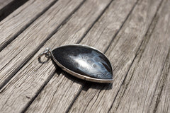 Rare and elegant Mexican Psilomelane freeform pendant with silver (ETP00231)