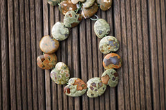 Rainforest Rhyolite 33-43mm heart shape beads (ETB00565)