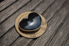 Rare and elegant Mexican Psilomelane heart shape pendant with silver (ETP00229)