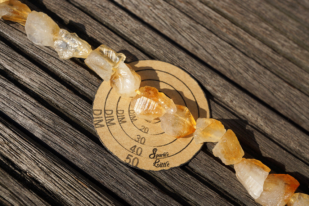 Natural Citrine quartz (Brazil) 11-16mm hand hammered beads (ETB00796)