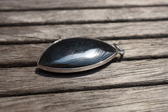 Rare and elegant Mexican Psilomelane freeform pendant with silver (ETP00231)