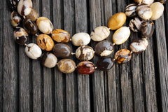 Rare & beautiful Australian Fossil Peanut Wood 13-15mm oval beads (ETB00593)