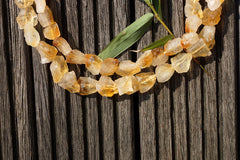 Natural Citrine quartz (Brazil) 11-16mm hand hammered beads (ETB00796)
