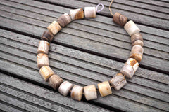 Matte Wood Opalite/ Petrified Wood 17-20mm triangular prism beads (ETB00397)