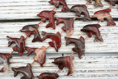 Rainbow Jasper 31-35mm Dolphin beads handmade (ETB01266)