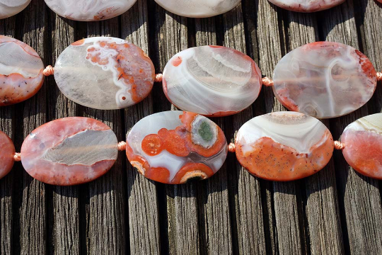 Moroccan Agate 22-29mm oval flat beads (ETB00548)