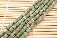 Matte Rainforest Rhyolite 5.5-6mm Thin cylinder beads (ETB01296)
