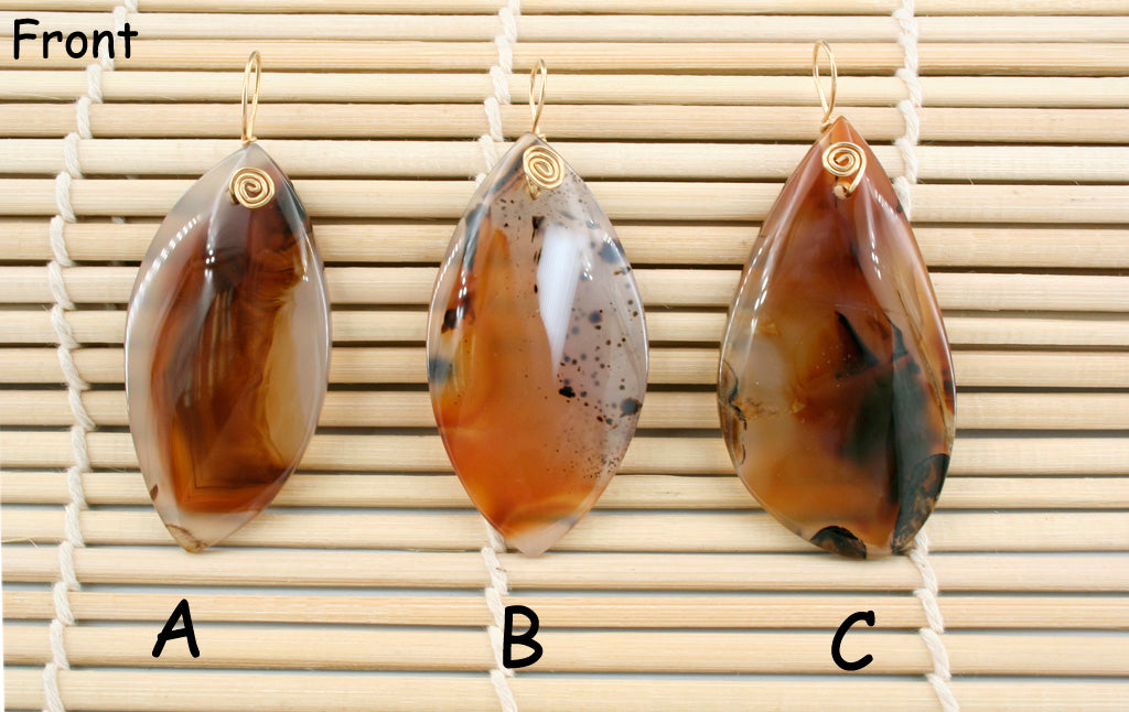 Montana Moss Agate Freeform pendant with Gold-filled wire (ETP00291)