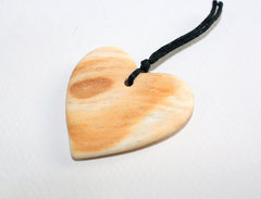 Matte Honey Palm Wood Heart Shape Pendant (ETP00014)