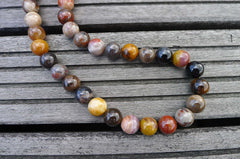 Petrified Rainbow Wood from Arizona 10.5-12.5mm round beads (ETB00255)