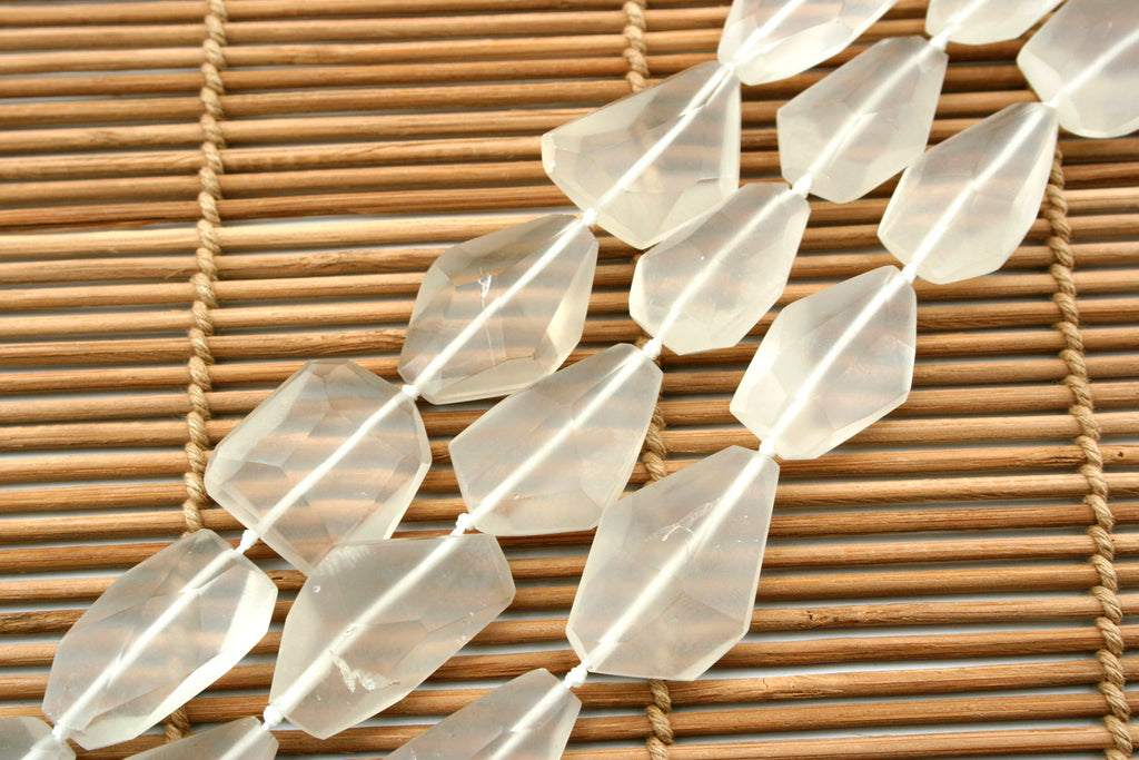 Matte Milky Crystal 14-20mm faceted beads (ETB00713)