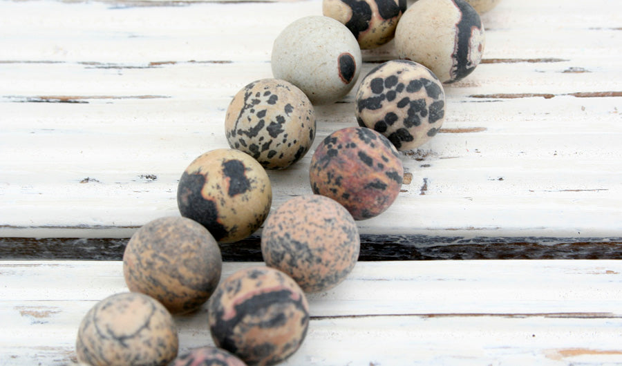Matte Variegated Jasper 12mm round beads (ETB01157)