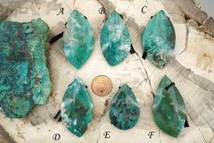 Natural Amazing blue Peruvian Chrysocolla freeform pendant  (ETP00117)