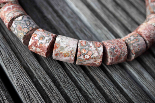 Matte Leopardskin Jasper 14-16mm cylinder beads (ETB00579)