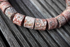 Matte Leopardskin Jasper 14-16mm cylinder beads (ETB00579)