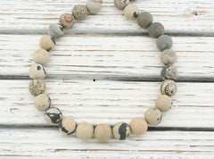 Matte Variegated Jasper 16mm round beads (ETB01154)