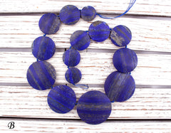 Matte Lapis Lazuli round dics beads  (amazing blue colour with gold sparkles) (ETB01295)