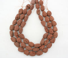 Natural Brown Lava pebble beads (ETB01232)