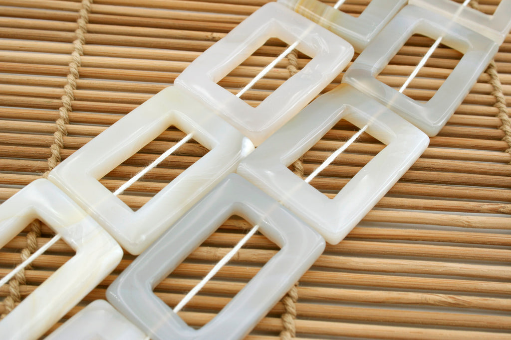 Natural Agate large 24-27mm rectangle hoop beads (ETB01291)