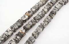 Matte pinolith 7-8mm cube beads (ETB01204)