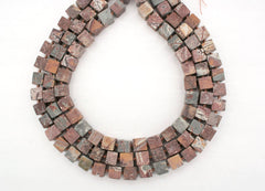 Matte Sonoran Dendrite Rhyolite 8.5-10.5mm cubic / cube beads (ETB01153)