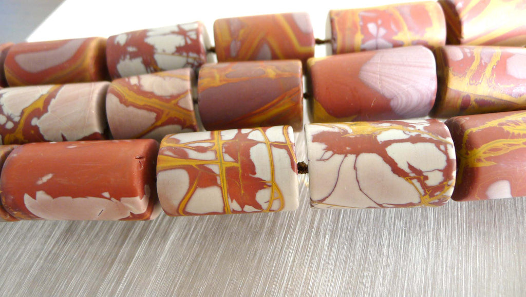 Matte Noreena Jasper large cylinder beads (ETB00003)