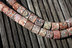 Matte Leopardskin Jasper 14-16mm cylinder beads (ETB00579)