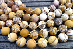 Matte Brecciated Mookaite Jasper 13-14.5mm round beads (ETB00263)