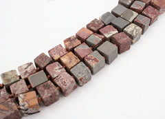 Matte Sonoran Dendrite Rhyolite 8.5-10.5mm cubic / cube beads (ETB01153)