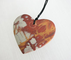 Matte Noreena Jasper Heart Shape Pendant (ETP00022)